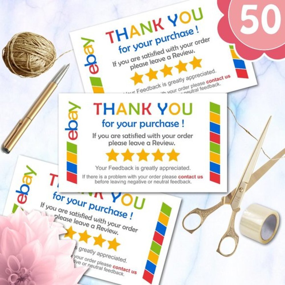 ♥️ 5x25 / 50 Thank ebay You Cards